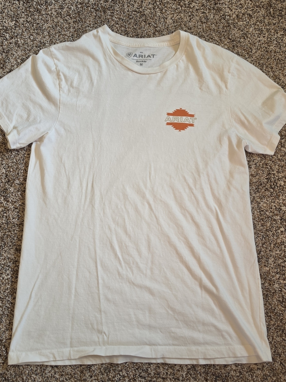 Ariat White Short Sleeve Tee with Orange Logo Medium